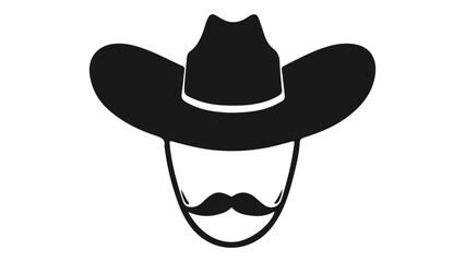 simple shape of a cowboy face with mustache and a hat