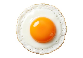 Perfectly fried egg with bright orange yolk isolated on white background