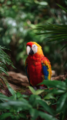 Fototapeta premium Macaw in Jungle Setting Colorful Plumage