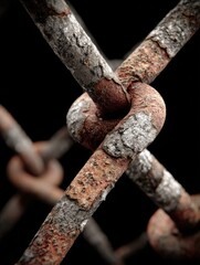 Close-up rusty chain-link fence