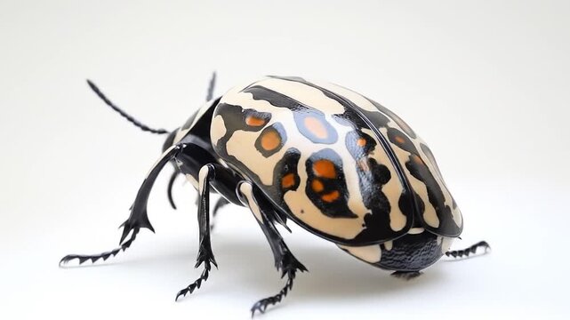 Colorful beetle closeup against white background