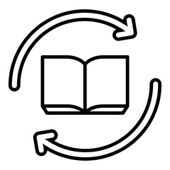 Recycling books icon, showing reuse of paper and old books. Stands for eco-friendly waste care, recycling, and saving secondhand books. Great for topics about environment and reading.