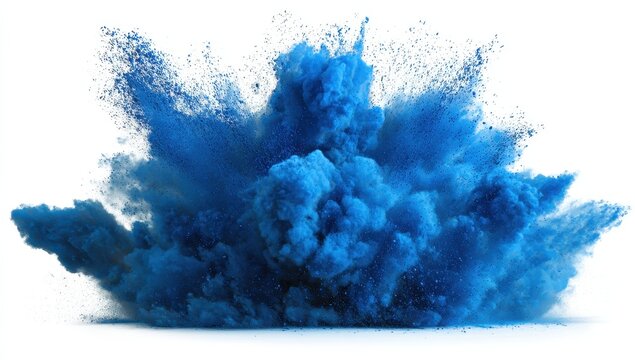 Vibrant blue powder explosion on white background (1)