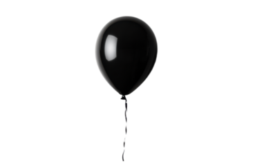 Black balloon up floating isolated on white background, png