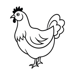 Vector art of chicken line drawing isolated on white background for farm and poultry themes