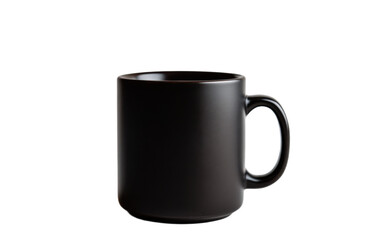 Black coffee mug isolated on white background, png