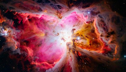 Pink and Orange Nebula in Dark Space