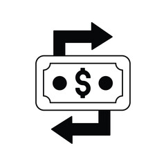Cashflow glyph icon with white background vector stock illustration