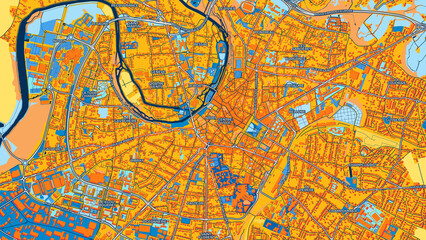 Obraz premium Colorful Niort Street Map with Labels and Buildings