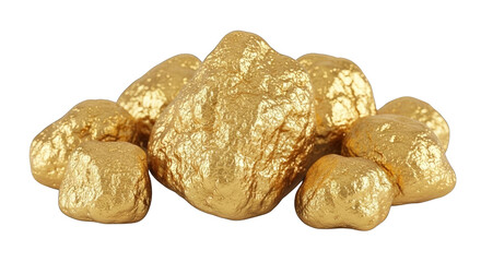 Fototapeta premium A glistening pile of golden nuggets shimmers with wealth and prosperity, rendered with