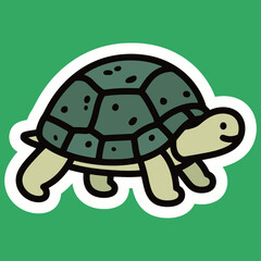 Cute Cartoon Turtle Character with a Cheerful Face and Green Shell