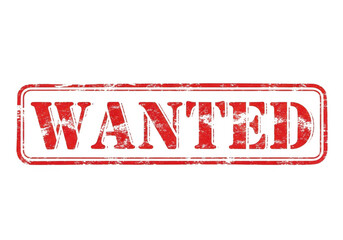 Vintage wanted poster stamp isolated on transparent background