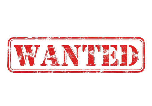 Vintage wanted poster stamp isolated on transparent background