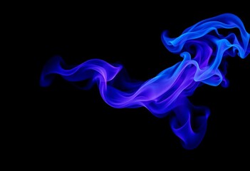 Fototapeta premium Abstract swirling blue and purple smoke on black background, dark background, overlay