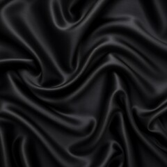 Fototapeta premium Black Silk Fabric Shiny Smooth Texture Background