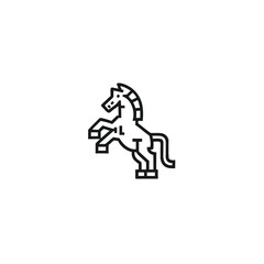 Minimalist black horse line art rearing up on hind legs looks modern