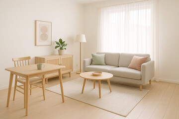 Minimalist Apartment Living Room in Neutral Tones