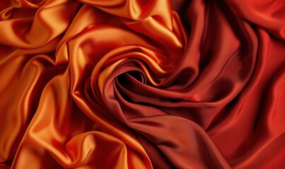 Obraz premium Abstract shiny fabric elegant red orange silk material texture background