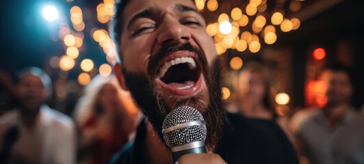 The passionate singer captivating the audience with vibrant energy and emotion.