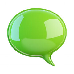 Fototapeta premium 3d icon Glossy green speech background, floating on a transparent bubble representing communication and dialogue