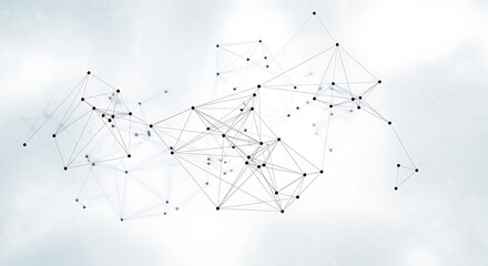Abstract network of connected points and lines on a hazy background