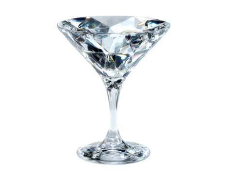 A sparkling diamond takes the form of a Martini glass, radiating elegance and luxury