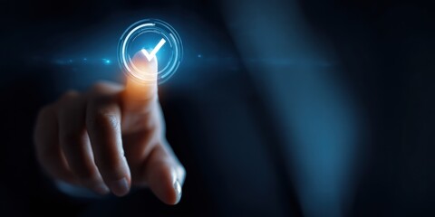 Cyber security system and data protection concept. Man using fingerprint scanning access data with data center as background, biometric identity, data