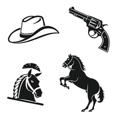 Western Silhouette Icon Minimal Black Vector Isolated on White Background