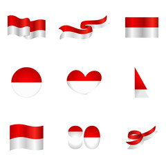 Indonesia Flag Vector Set