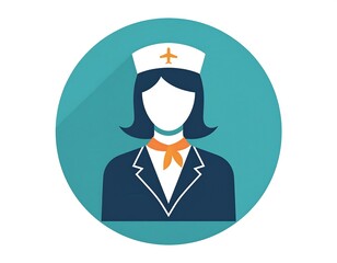 Flat icon of a female flight attendant or nurse