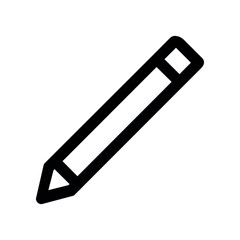 Simple black outline drawing of a pencil with a sharpened tip and eraser on a white background