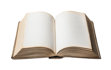 Blank open book isolated on white background, png