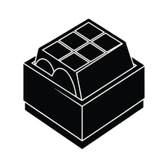 Diwali vector art of isometric black and illustration of a chocolate bar, isolated a