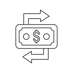 Cashflow line icon with white background vector stock illustration