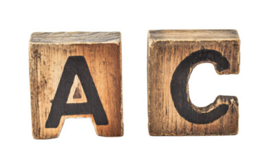 Block capital letters ABC isolated on white background, png