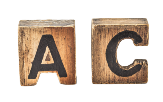 Block capital letters ABC isolated on white background, png