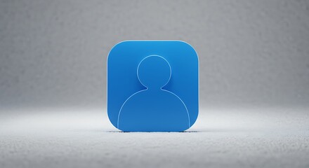 Blue square icon depicting a person silhouette, on a neutral background.