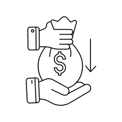 Loan line icon with white background vector stock illustration