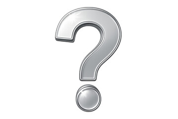 Chrome question mark interrogating on a transparent background, perfect for conveying uncertainty and inquiry