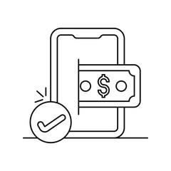 Online Payment  line icon with white background vector stock illustration