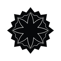 Diwali vector art of black geometric star shape with abstract pattern, isolated