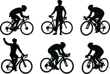 Cyclist Silhouettes Vector Set