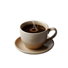 Coffee Cup PNG &ndash; A realistic ceramic coffee cup filled with hot coffee, isolated on a transparent background, perfect for morning routine visuals, office designs, and caf&eacute; branding projects.
