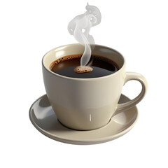 Coffee Cup PNG &ndash; A realistic ceramic coffee cup filled with hot coffee, isolated on a transparent background, perfect for morning routine visuals, office designs, and caf&eacute; branding projects.
