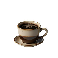 Coffee Cup PNG &ndash; A realistic ceramic coffee cup filled with hot coffee, isolated on a transparent background, perfect for morning routine visuals, office designs, and caf&eacute; branding projects.
