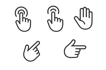 Hand gesture icons: pointing, clicking, swiping, and gesturing symbols
