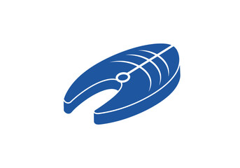 Simplified Seafood Slice: A clean, minimalist illustration of a vibrant, blue fish cut, symbolizing freshness and culinary appeal.