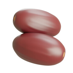 Realistic 3D rendering of three red grapes with shiny surface, isolated on white background for food or health-related concepts.


