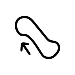 Illustration of an escalator with an arrow pointing upwards in a simple black and white line drawing style