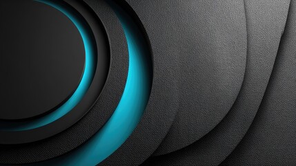 Abstract black layered design with vibrant blue accents